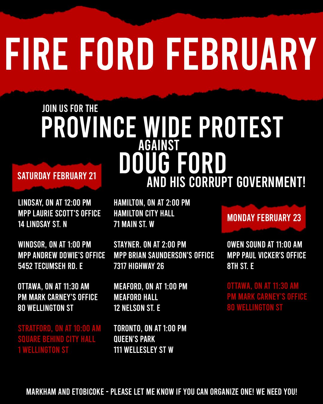 February protest list