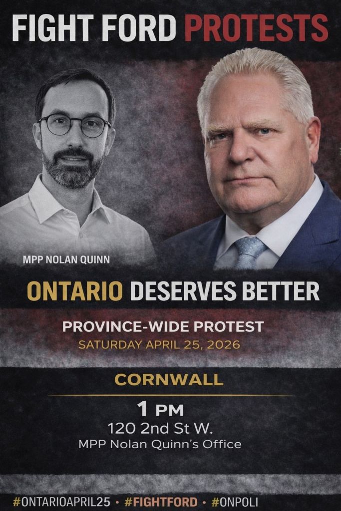 Poster for the location "1 PM - Cornwall - 120 2nd St W - MPP Nolan Quinn's Office"

