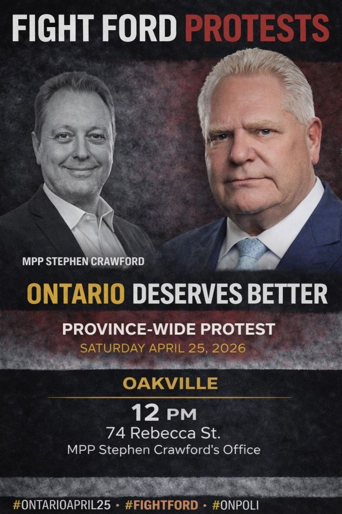Poster for the location "12 PM - Oakville - 74 Rebecca St - MPP Stephen Crawford's Office"