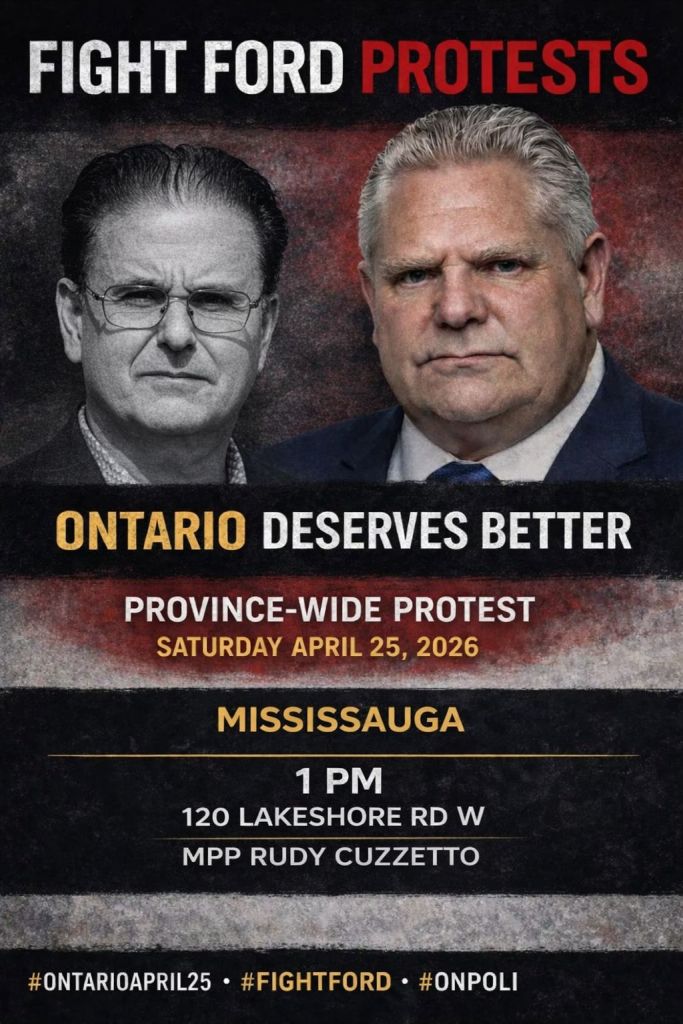 Poster for the location "1 PM - Mississauga - 120 Lakeshore Rd W - MPP Rudy Cuzzetto's Office"