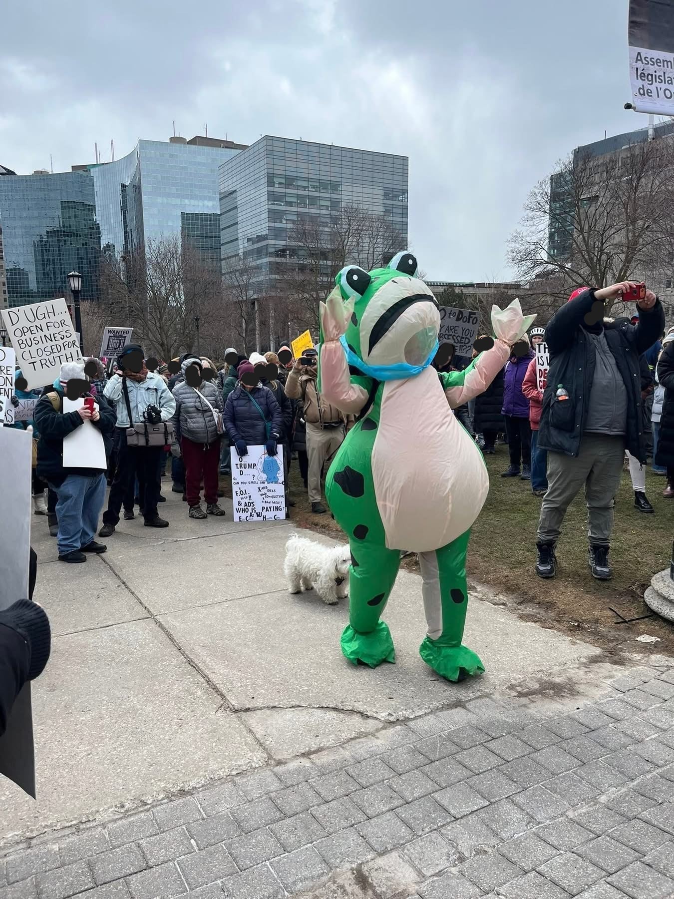 Protesters gathering with signs
