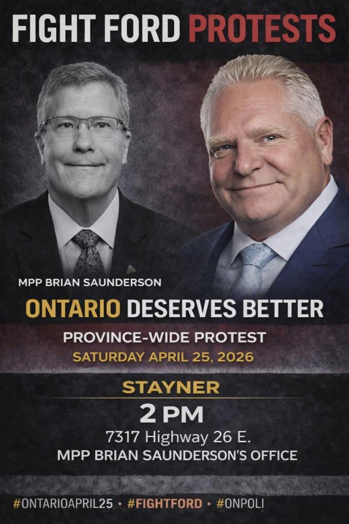 Poster for the location "2 PM - Stayner - 7317 Highway 26 E - MPP Brian Saunderson's Office"