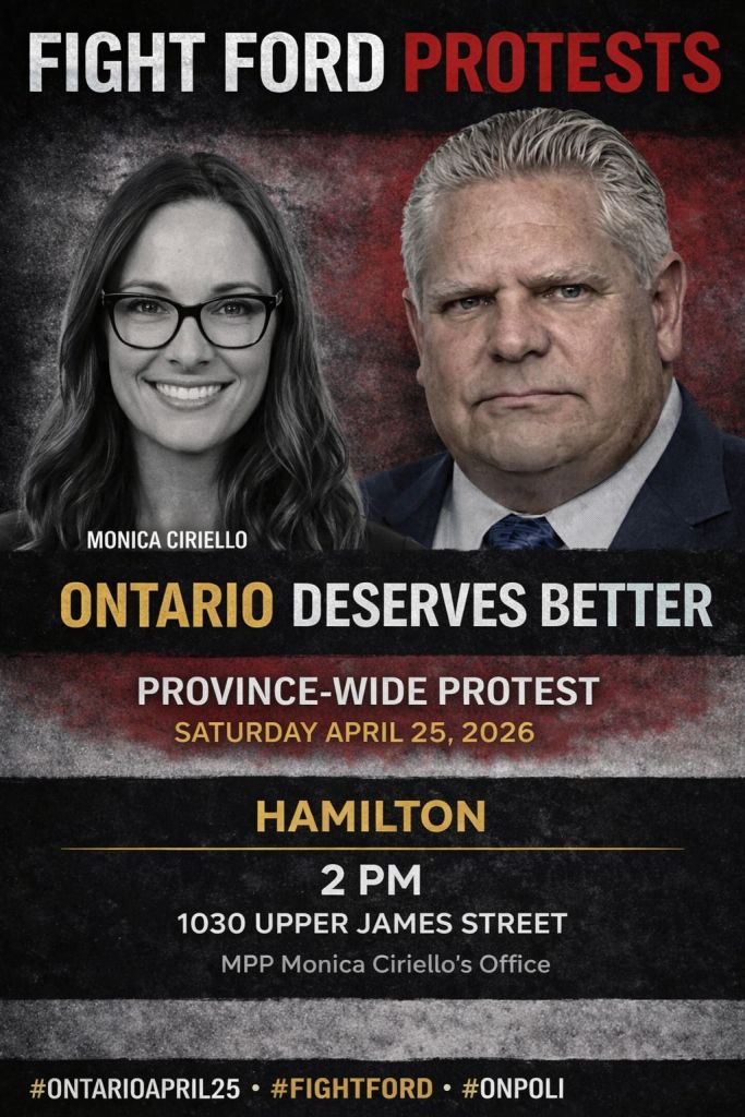 Poster for the location "2 PM - Hamilton - 1030 Upper James Street - MPP Monica Ciriello's Office"