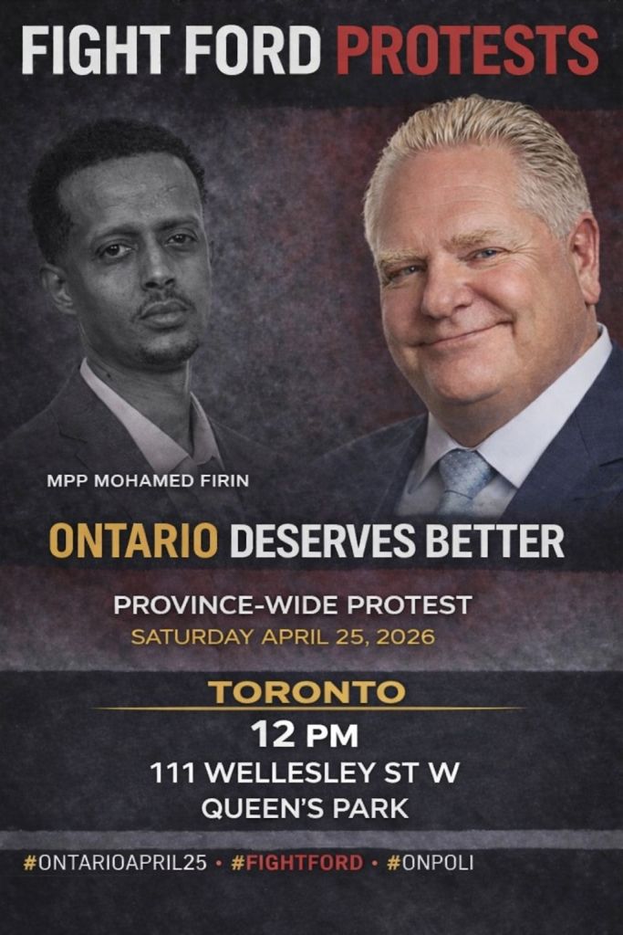 Poster for the location "12 PM - Toronto - 111 Wellesley St W - Queen's Park" MPP Mohamed Firin